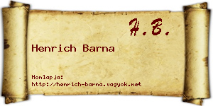Henrich Barna névjegykártya